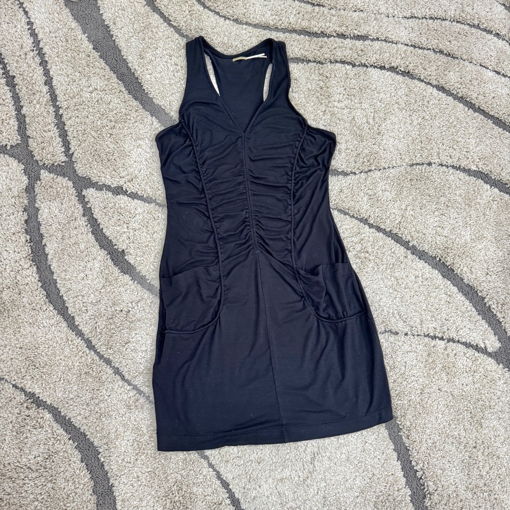 Max Studio Black Racerback Ruched Dress